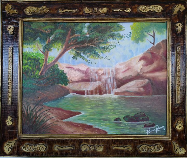 Pintura intitulada "Véu da Cascata" por Penna Ranna, Obras de arte originais, Óleo