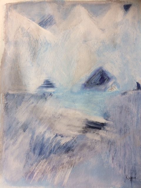 Peinture intitulée "Snow Mountain" par Penny Koppe, Œuvre d'art originale, Aquarelle