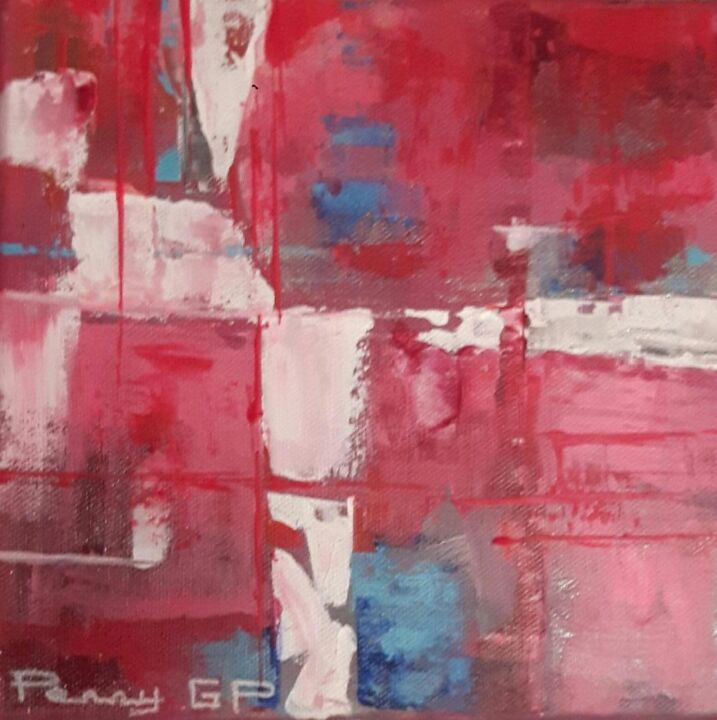 Painting titled "Rouge rosé 1" by Penny G Peckmann, Original Artwork, Acrylic