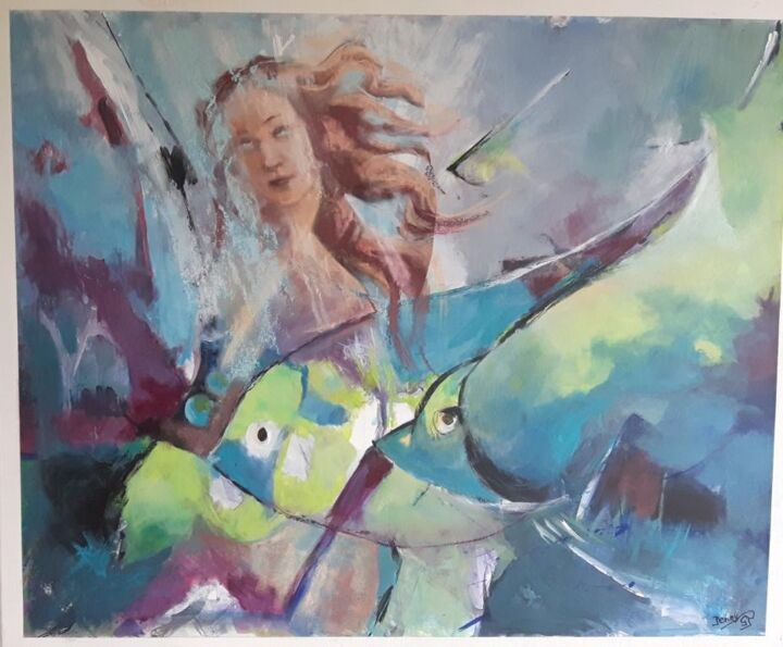 Peinture intitulée "Aphrodite sort des…" par Penny G Peckmann, Œuvre d'art originale, Acrylique