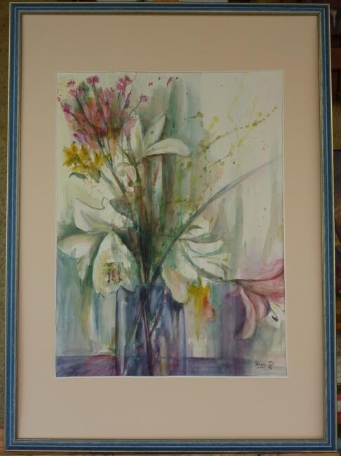 Peinture intitulée "Bouquet de Lys" par Penny G Peckmann, Œuvre d'art originale, Aquarelle