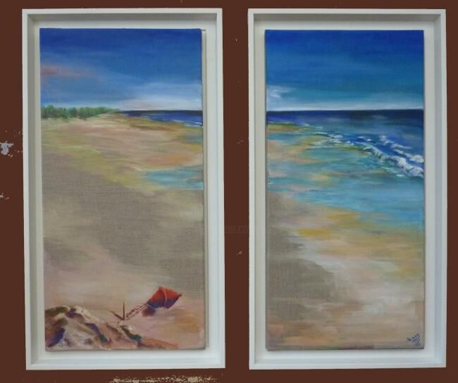 Painting titled "plage vendeenne" by Penny G Peckmann, Original Artwork, Acrylic