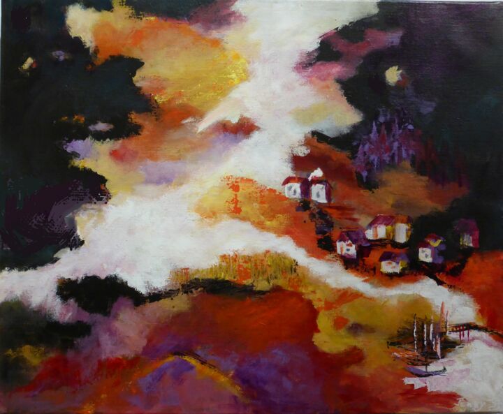 Schilderij getiteld "avant la nuit" door Penny G Peckmann, Origineel Kunstwerk, Acryl