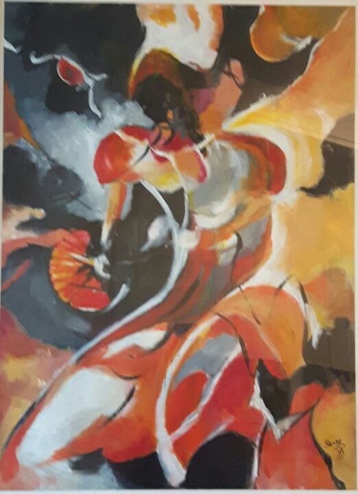 Peinture intitulée "flamenco.jpg" par Penny G Peckmann, Œuvre d'art originale, Acrylique