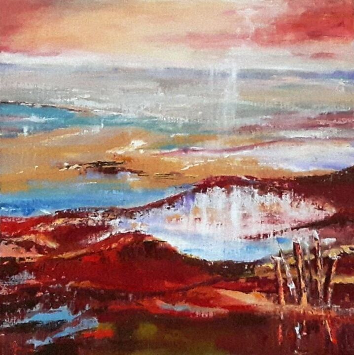 Painting titled "paysage août" by Penny G Peckmann, Original Artwork, Acrylic