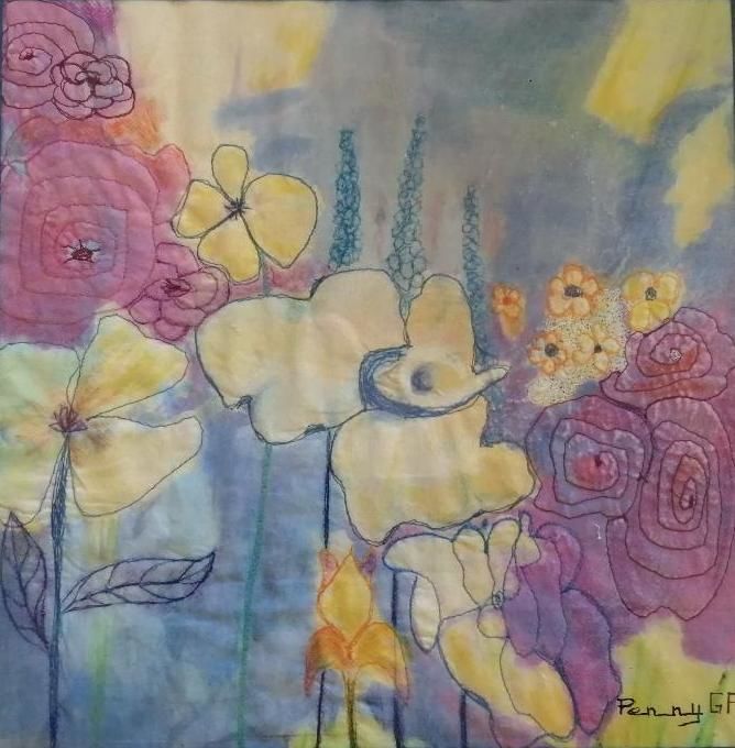 Art textile intitulée "printemps couleur p…" par Penny Gp, Œuvre d'art originale, Broderie