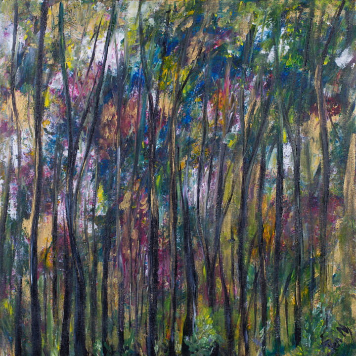 Painting titled "Foret Colore II" by Pen'Ny, Original Artwork, Acrylic