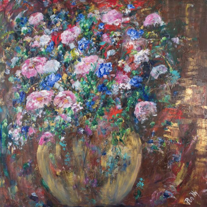 Pintura titulada "Pink Vase" por Pen'Ny, Obra de arte original, Acrílico