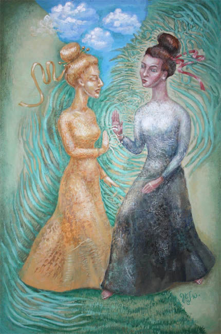 Peinture intitulée "Synergy." par Irina Green, Œuvre d'art originale, Tempera