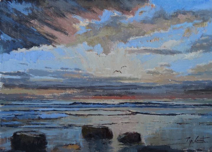 Pintura titulada "Cel rogenc, mar seré" por pepcanet-3, Obra de arte original, Oleo