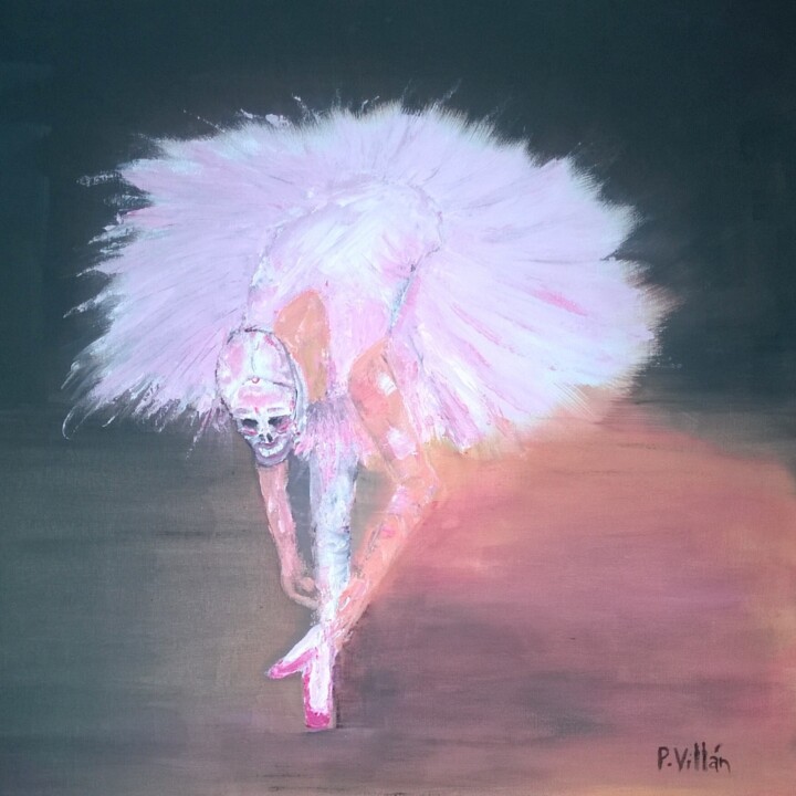 Painting titled "Skull Ballerina" by Pepe Villan, Original Artwork, Acrylic