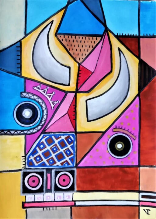 Pintura titulada "Cubist portrait of…" por Pepe Villan, Obra de arte original, Acrílico