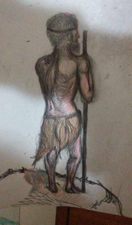 Disegno intitolato "N" da Meco, Opera d'arte originale, Matite colorate