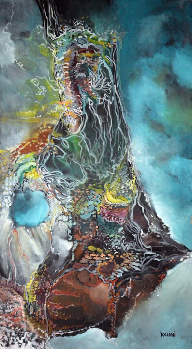 Painting titled "SubSea l'Origine" by Peppeluciani, Original Artwork, Oil
