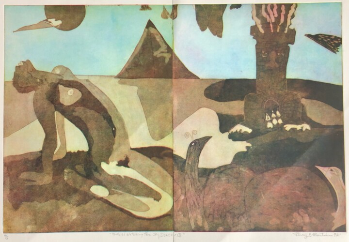 Estampas & grabados titulada "Nubia Watching The…" por Percy Martin, Obra de arte original, Aguafuerte