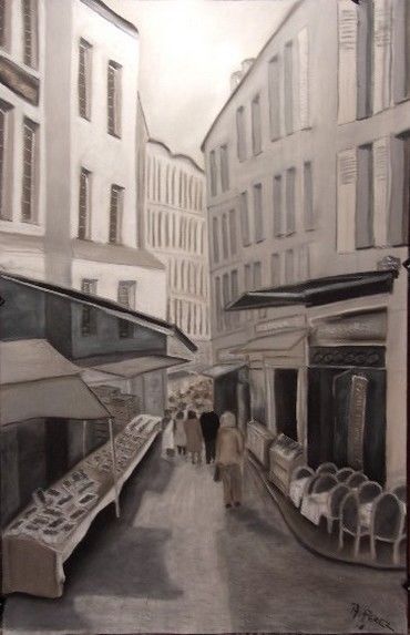 Рисунок под названием "Rue commerçante de…" - Anthony Perez, Подлинное произведение искусства, Пастель