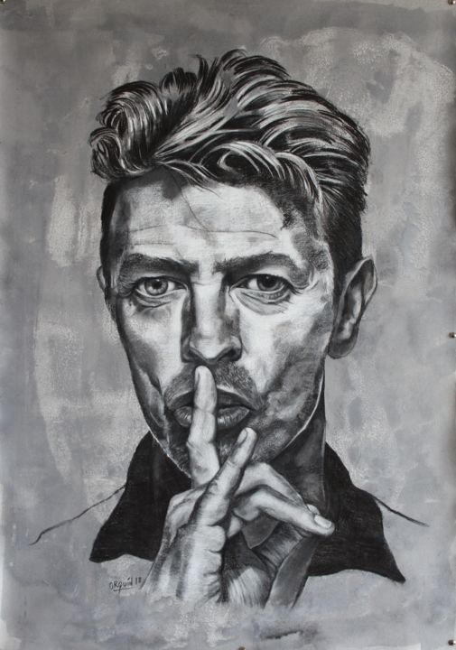 Dessin Au Fusain Du Musicien David Bowie Preview Print