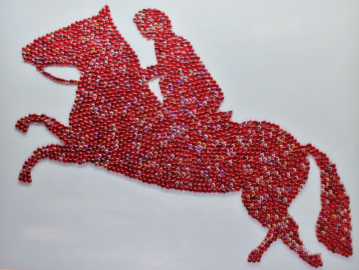 Horse Jumping Working With Small Pieces Of Marble Artstage Horse Jumping Working With Small Pieces Of Marble Painting 36x48x1 M 2017
