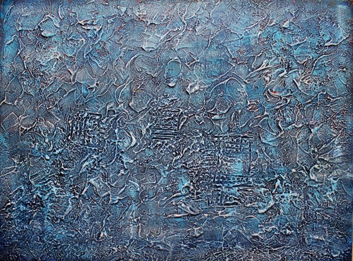 Painting titled "Blue Texture Painti…" by Artstage, Original Artwork, Oil