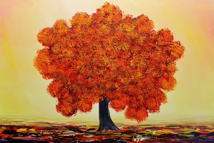 Painting titled "Blooming Tree." by Artstage, Original Artwork, Oil