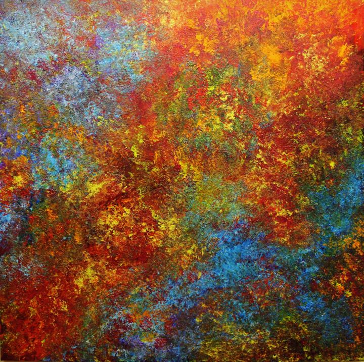 Peinture intitulée "Abstract,red,yellow…" par Artstage, Œuvre d'art originale, Acrylique