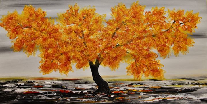 Painting titled "Orange tree." by Artstage, Original Artwork, Acrylic
