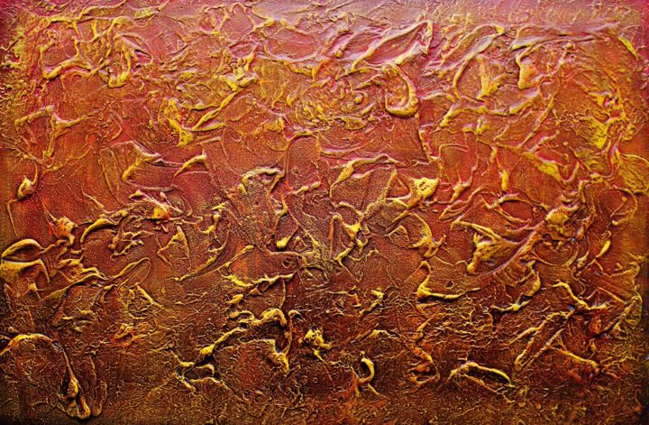 Peinture intitulée "ORANGE RED RUST TEX…" par Artstage, Œuvre d'art originale, Acrylique