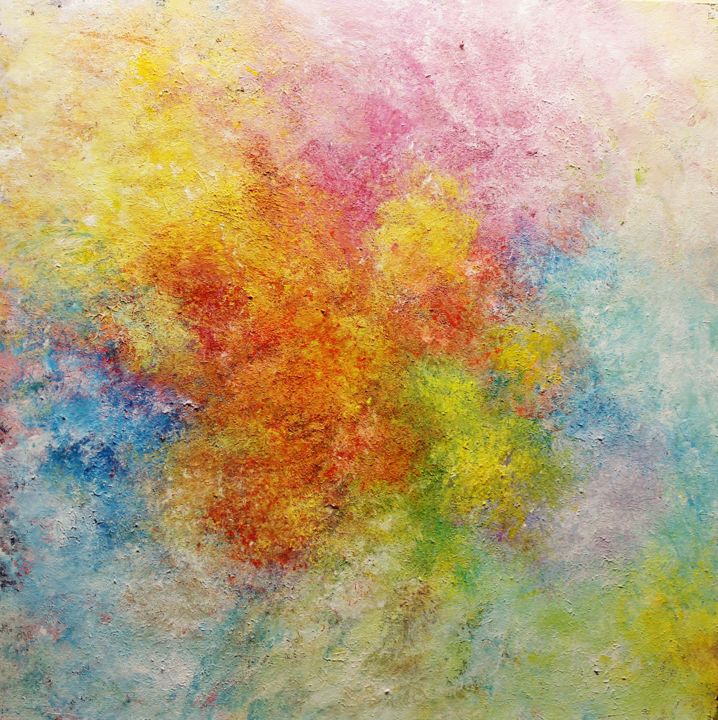 Malerei mit dem Titel "Abstract,orange,blu…" von Artstage, Original-Kunstwerk, Acryl