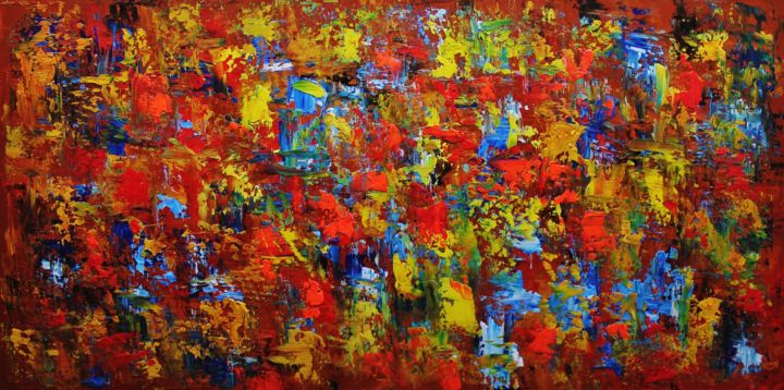 Painting titled "Red,yellow,blue,bro…" by Artstage, Original Artwork, Acrylic