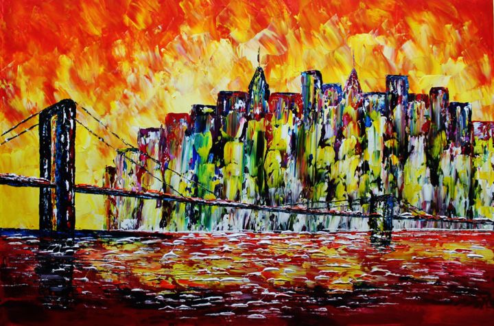 Painting titled "ABSTRACT NEW YORK.…" by Artstage, Original Artwork, Acrylic