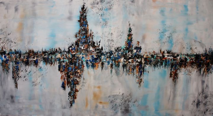 Pittura intitolato "Abstract,blue,brown…" da Artstage, Opera d'arte originale, Acrilico