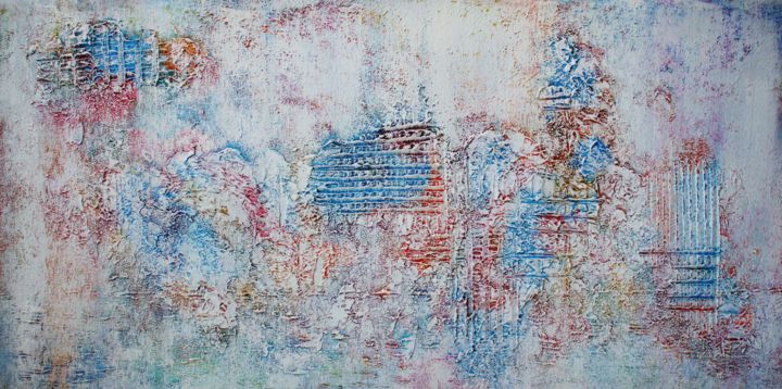 Pittura intitolato "Abstract,red,yellow…" da Artstage, Opera d'arte originale, Olio