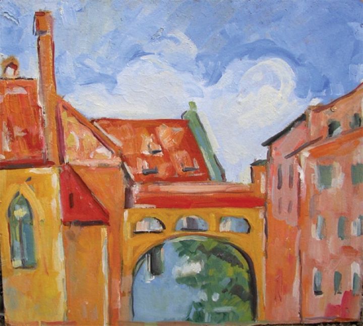 Painting titled "Bridge in Nuremberg" by Perianu Corina-Preda, Original Artwork