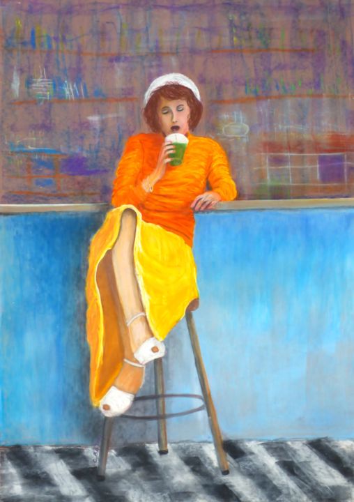 Peinture intitulée "Menthe à l'eau" par Christian Battini, Œuvre d'art originale, Pastel