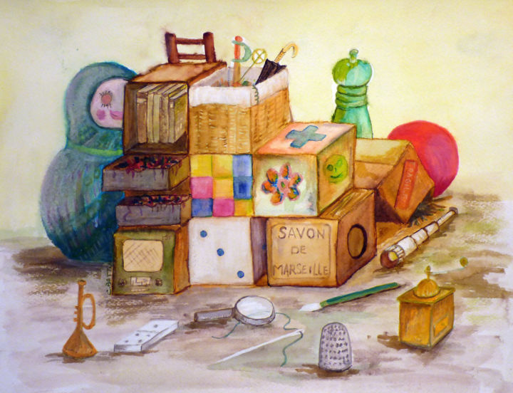 Pintura titulada "Et un raton laveur" por Christian Battini, Obra de arte original, Acrílico