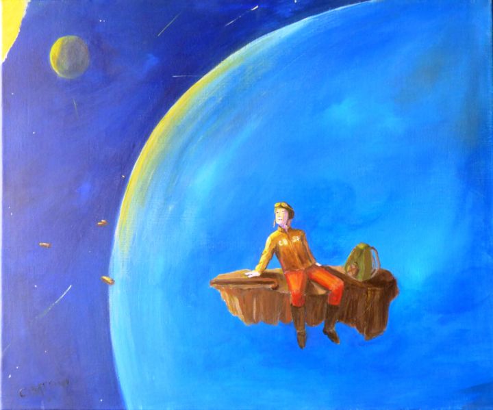 Painting titled "Le voyageur" by Christian Battini, Original Artwork, Acrylic