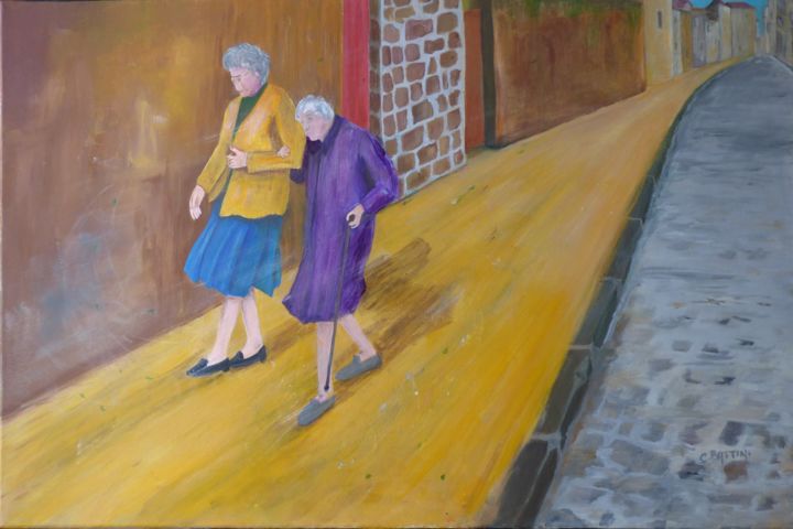 Painting titled "La-promenade.jpg" by Christian Battini, Original Artwork, Acrylic