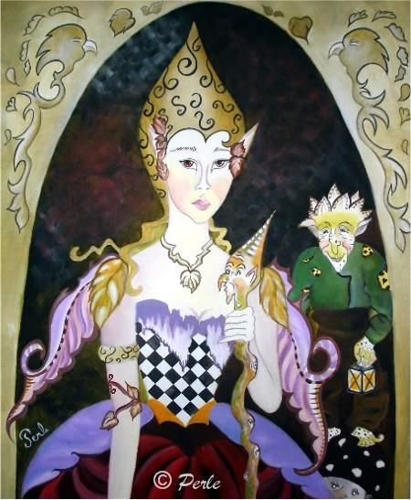 Peinture intitulée "Reine des elfes" par Perle, Œuvre d'art originale