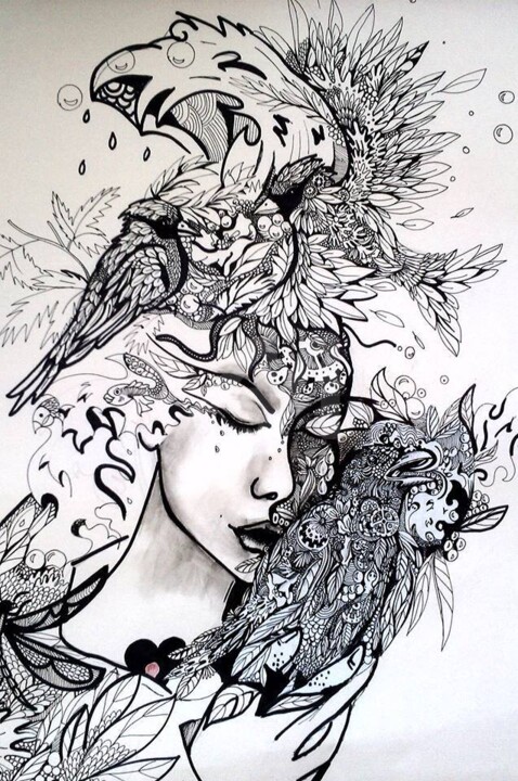 Painting titled "mother nature" by Dora, Original Art,