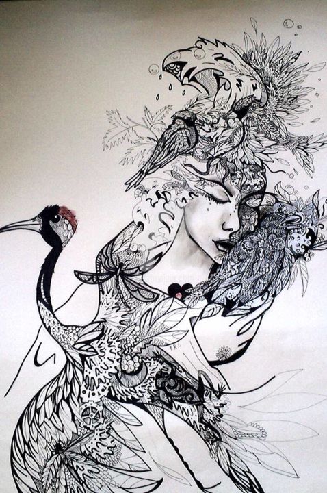 Drawing titled "mother nature" by Dora, Original Artwork