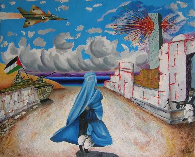 Painting titled "Gaza2008" by René Perny, Original Artwork, Oil