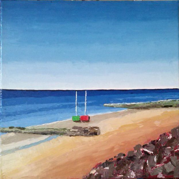 Malarstwo zatytułowany „La plage de Luzéron…” autorstwa René Perny, Oryginalna praca, Olej