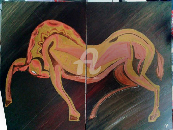 Painting titled "cheval" by Grenadine, Original Artwork