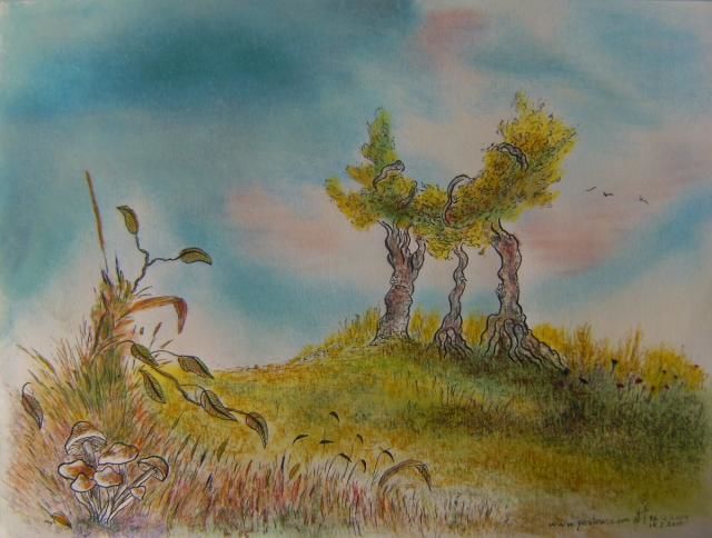 Drawing titled "Bäume" by Nikolai Pestow, Original Artwork