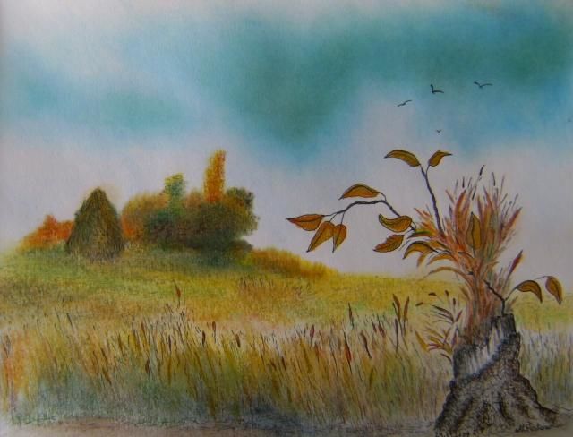 Dibujo titulada "Herbst" por Nikolai Pestow, Obra de arte original