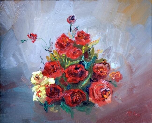 Painting titled "roses" by Petar Putic, Original Artwork