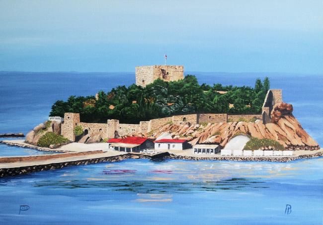 Painting titled "Pigeon Island" by Davo, Original Artwork