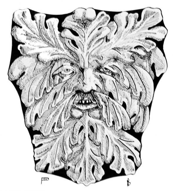 Desenho intitulada "The green man" por Davo, Obras de arte originais