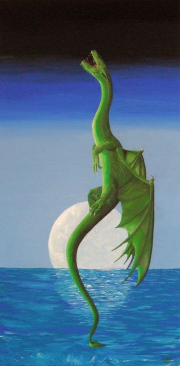 Ζωγραφική με τίτλο "Dragon scream" από Davo, Αυθεντικά έργα τέχνης