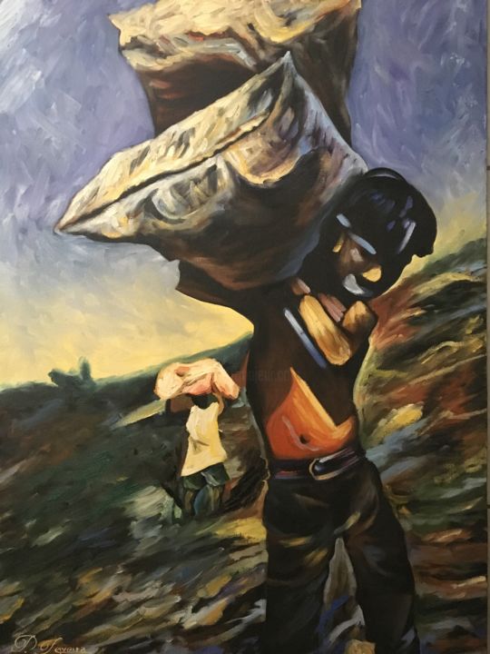 Pintura intitulada "Catadores" por P. Teixeira, Obras de arte originais, Óleo